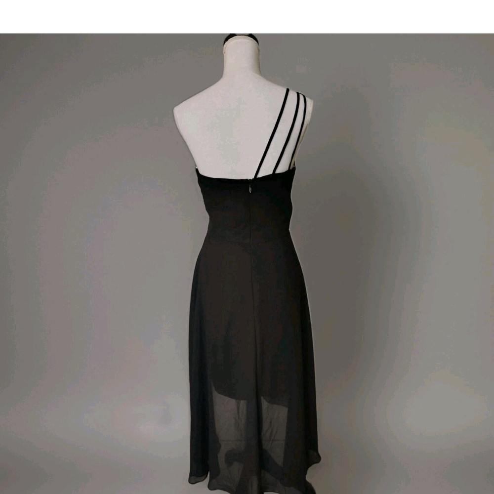 New JJs House Black Chiffon One Shoulder Dress